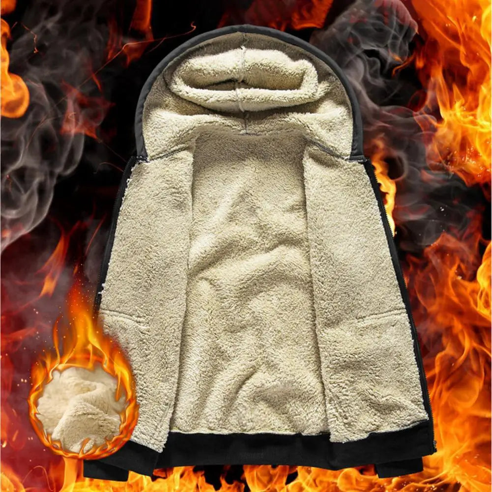Felpa Cappotto Unisex Con Cappuccio Inverno Lana Di Agnello Tasche Frontali Cerniera Calda Foderata In Peluche Cardigan