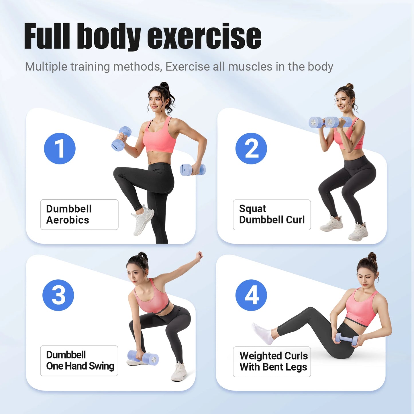 MERACH Set Manubri Regolabili 4 In 1 Da Casa 2,2 4,4 6,6 8,8 Libbre Per Allenamento Femminile