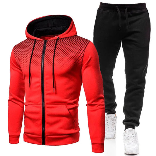Tuta Sportiva da Uomo 2 Pezzi Felpa con Cappuccio Pantaloni Primavera Autunno Outfit Abbigliamento Sportivo Jogging