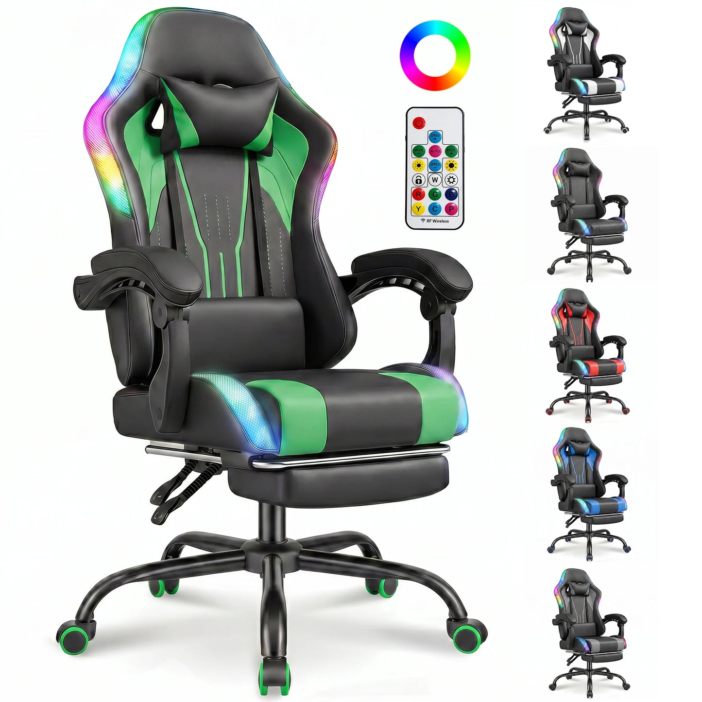Sedia Da Gaming Ergonomica Devoko Con Illuminazione RGB Regolabile In Altezza E Inclinabile Per Gaming
