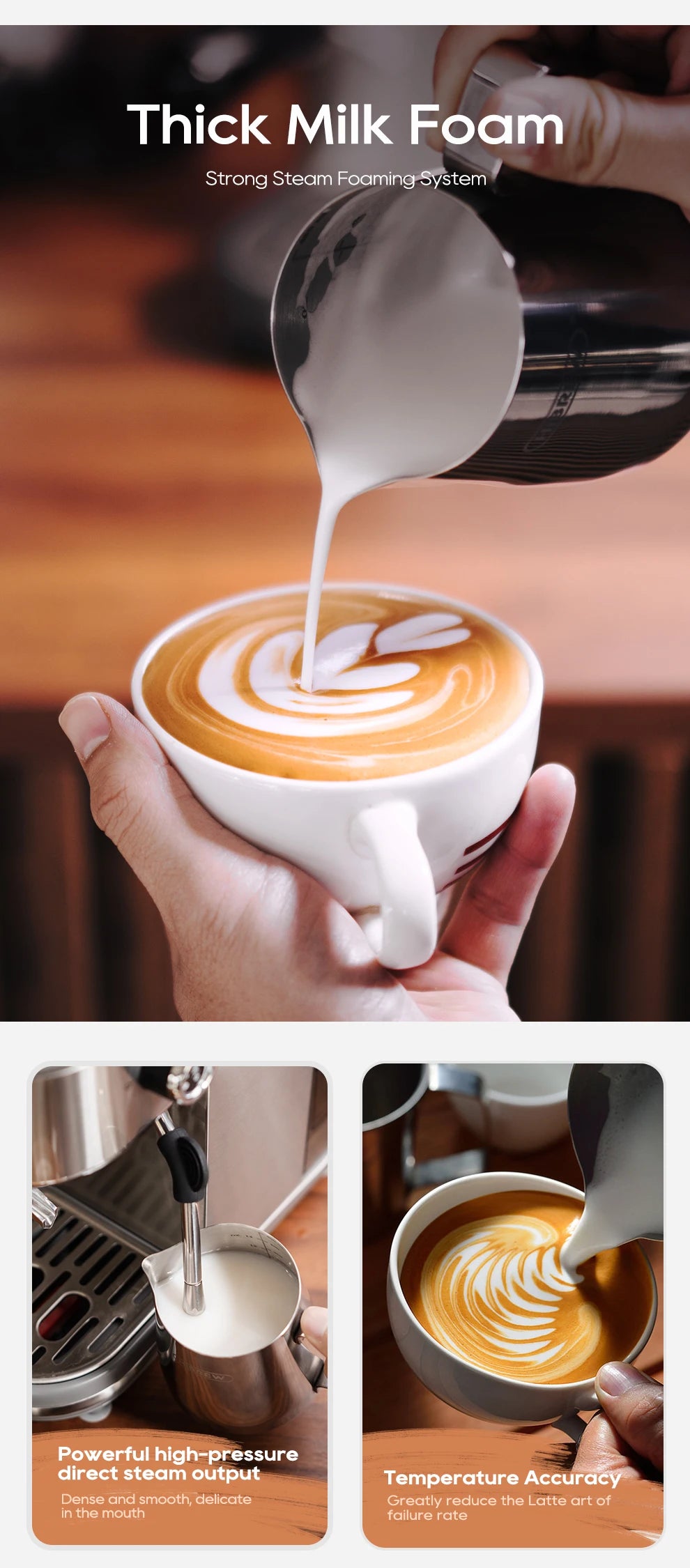 HiBREW 20 Bar Macchina Per Caffè Espresso Semiautomatica Temperatura Regolabile Freddo Caldo Sottile Cappuccino H10B