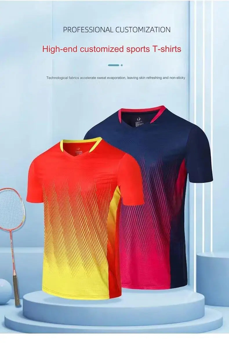 Maglietta Ping Pong Unisex Manica Corta 2024 Abbigliamento Sportivo Da Allenamento Fascia Alta Per Tennis Badminton
