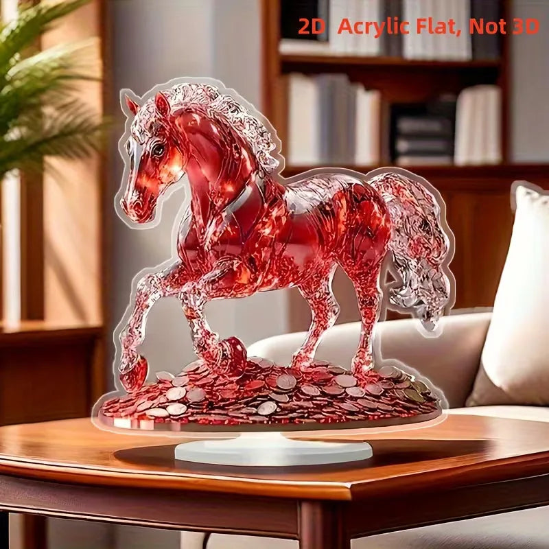 Statua In Acrilico Con Motivo Cavallo Bohemien Decorazione Tavolo Simbolo Ricchezza Prosperità Regalo Piatto 2D