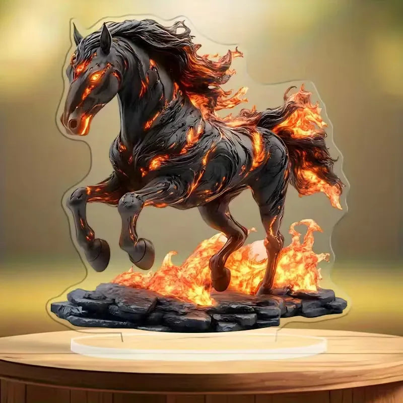 Statua In Acrilico Con Motivo Cavallo Bohemien Decorazione Tavolo Simbolo Ricchezza Prosperità Regalo Piatto 2D