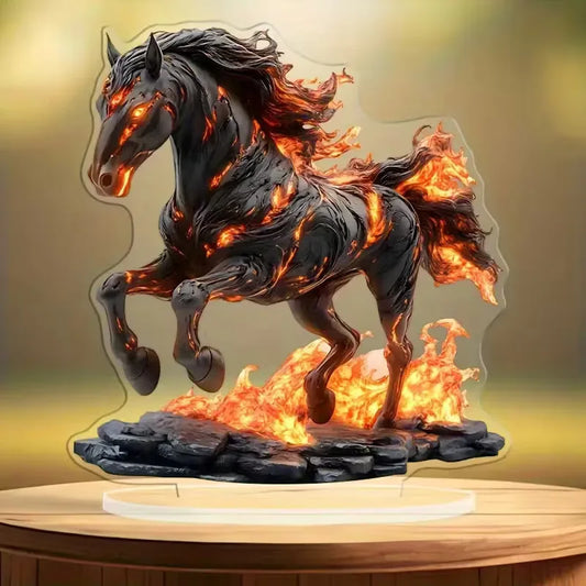 Statua In Acrilico Con Motivo Cavallo Bohemien Decorazione Tavolo Simbolo Ricchezza Prosperità Regalo Piatto 2D