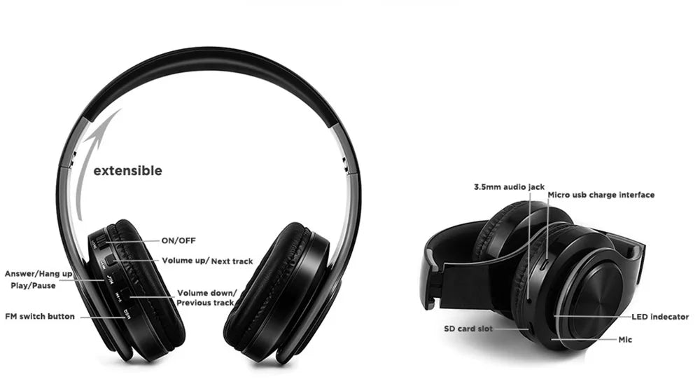 Cuffie Wireless Dorate Bluetooth con Microfono Incorporato Auricolare Stereo Universale per Android e iOS Regalo da Uomo