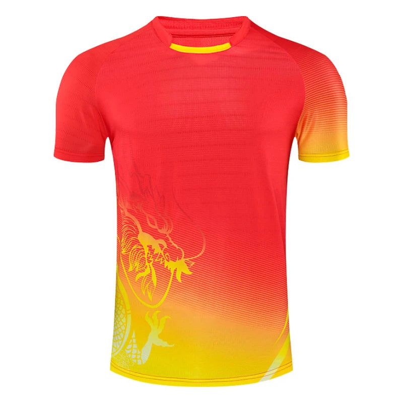 Maglietta Ping Pong Unisex Manica Corta 2024 Abbigliamento Sportivo Da Allenamento Fascia Alta Per Tennis Badminton