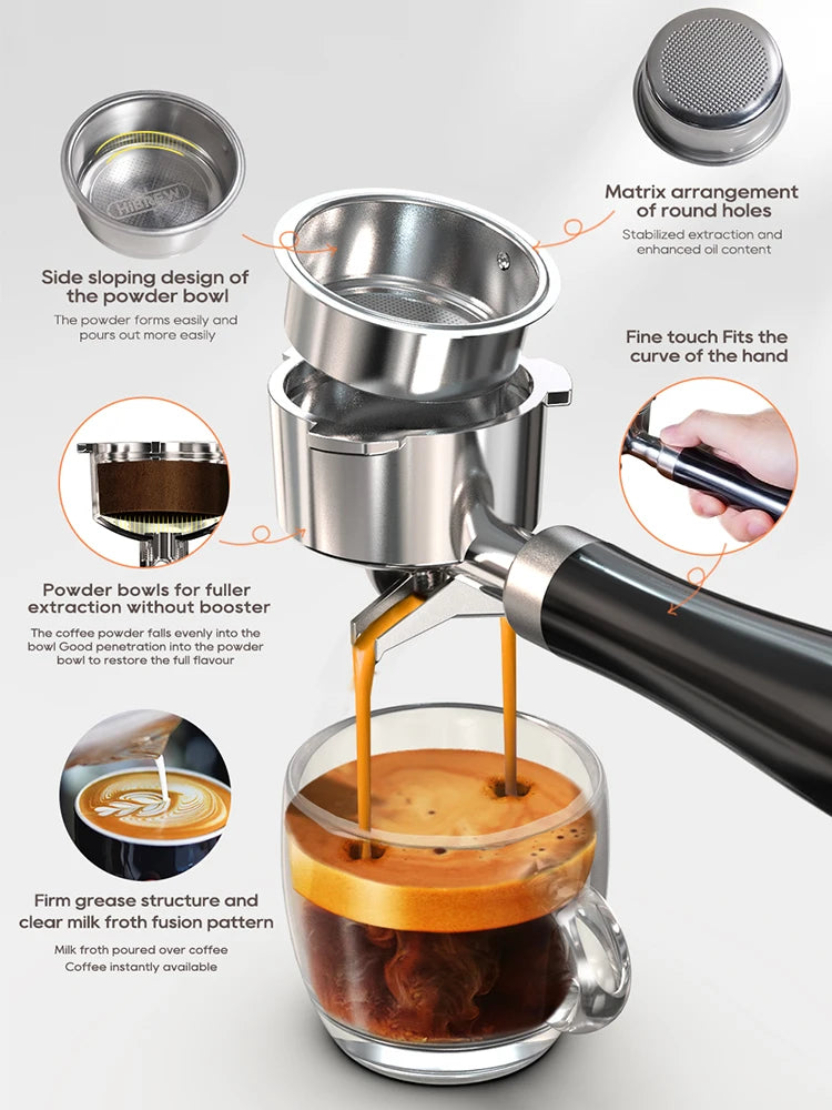 HiBREW 20 Bar Macchina Per Caffè Espresso Semiautomatica Temperatura Regolabile Freddo Caldo Sottile Cappuccino H10B