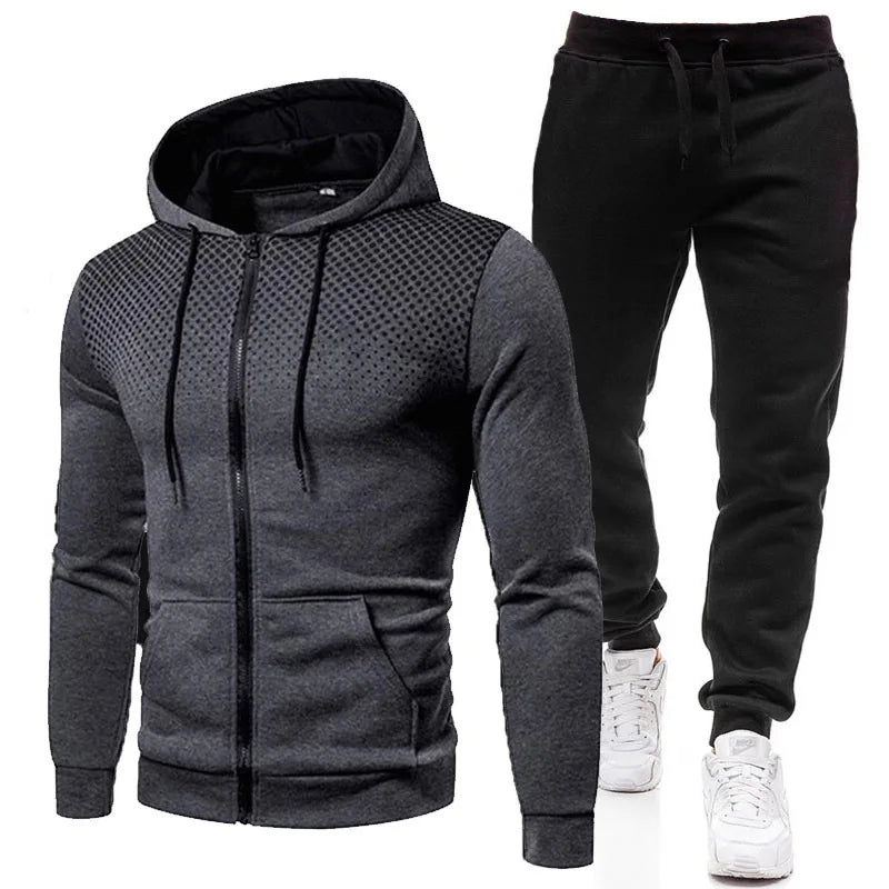 Tuta Sportiva da Uomo 2 Pezzi Felpa con Cappuccio Pantaloni Primavera Autunno Outfit Abbigliamento Sportivo Jogging