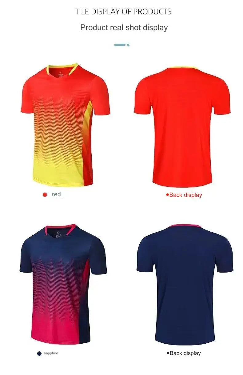 Maglietta Ping Pong Unisex Manica Corta 2024 Abbigliamento Sportivo Da Allenamento Fascia Alta Per Tennis Badminton