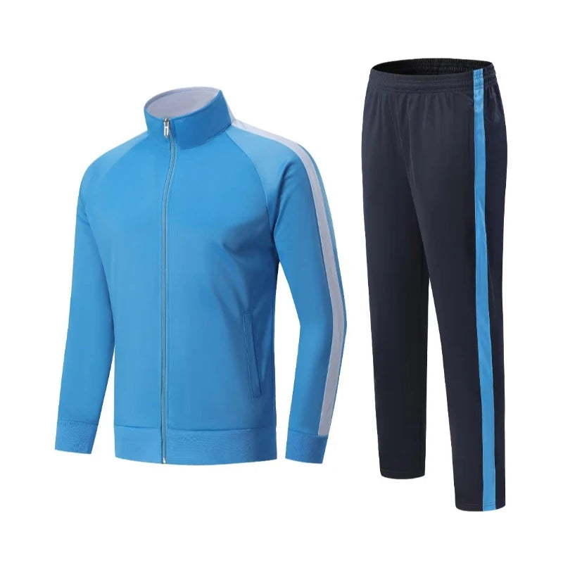 Tuta da allenamento di calcio giacca con zip top e pantaloni divisa da calcio personalizzata autunno inverno 2 pezzi vestiti per esercizi di Fitness