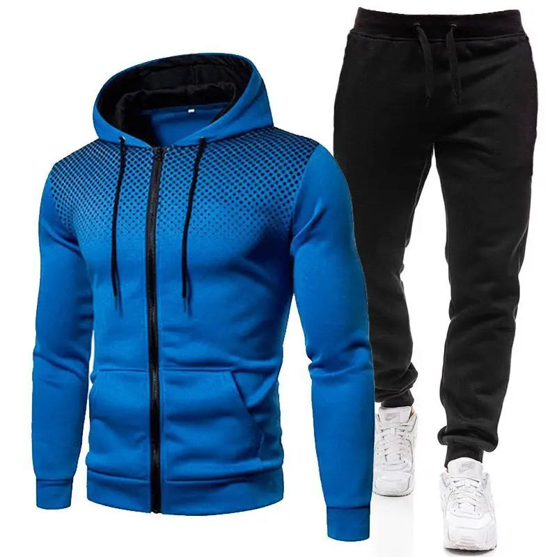 Tuta Sportiva da Uomo 2 Pezzi Felpa con Cappuccio Pantaloni Primavera Autunno Outfit Abbigliamento Sportivo Jogging