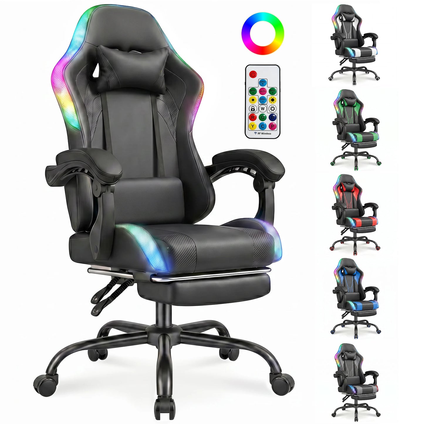 Sedia Da Gaming Ergonomica Devoko Con Illuminazione RGB Regolabile In Altezza E Inclinabile Per Gaming