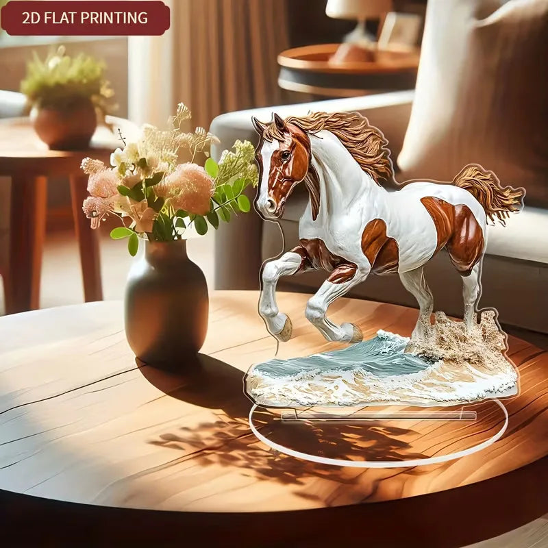 Statua In Acrilico Con Motivo Cavallo Bohemien Decorazione Tavolo Simbolo Ricchezza Prosperità Regalo Piatto 2D