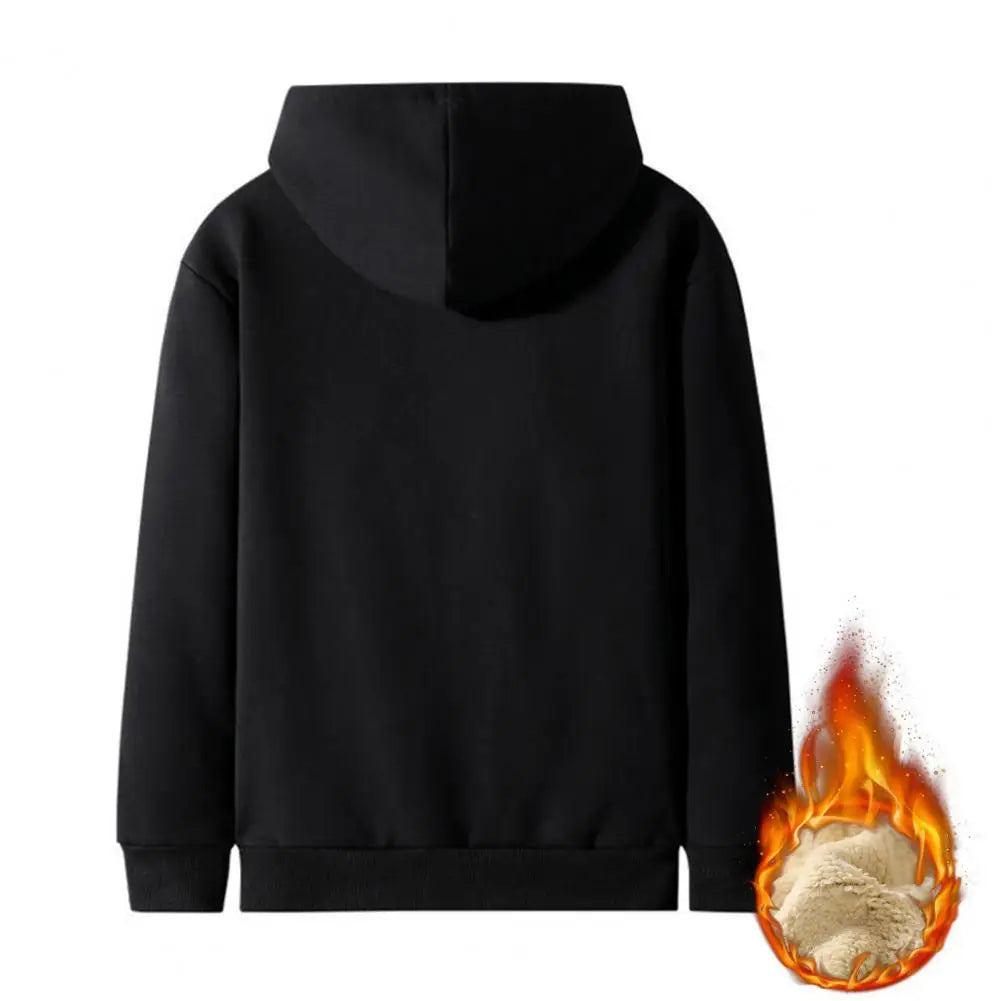 Felpa Cappotto Unisex Con Cappuccio Inverno Lana Di Agnello Tasche Frontali Cerniera Calda Foderata In Peluche Cardigan