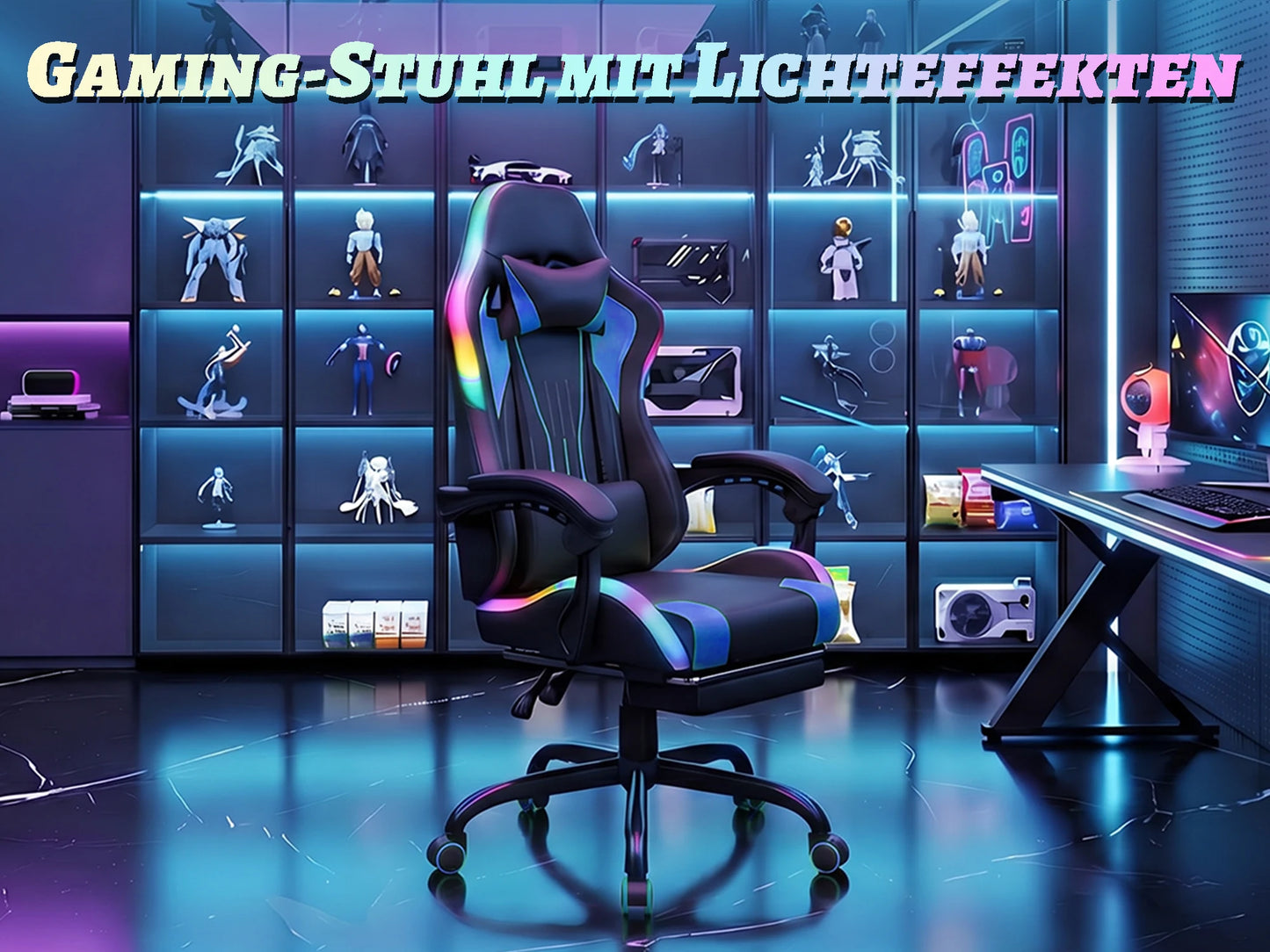 Sedia Da Gaming Ergonomica Devoko Con Illuminazione RGB Regolabile In Altezza E Inclinabile Per Gaming