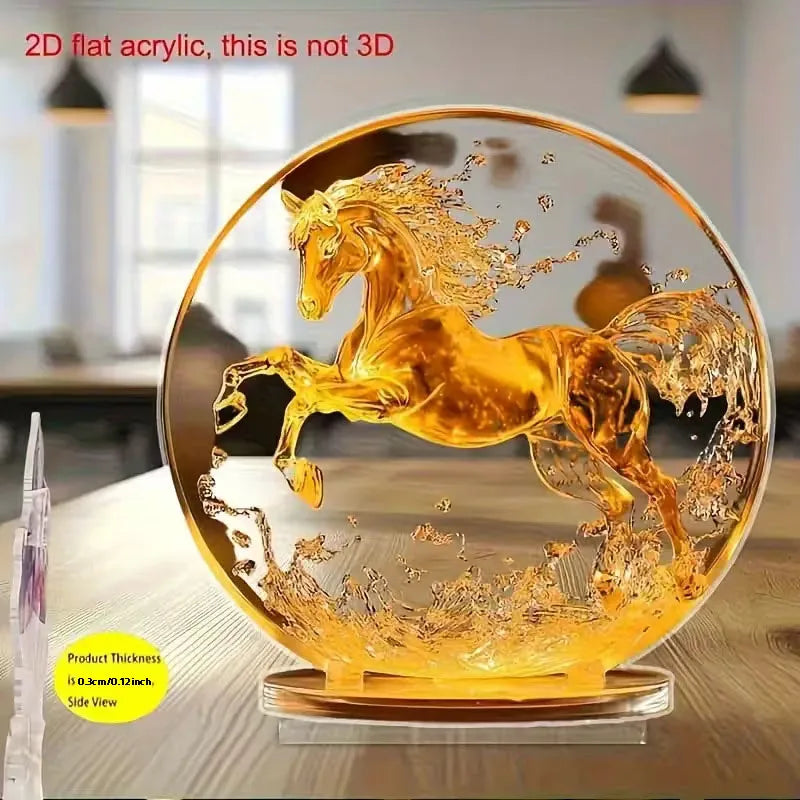 Statua In Acrilico Con Cavallo Motivo Bohémien Decorazione Da Tavolo Simbolo Ricchezza Prosperità Regalo Capodanno 2D
