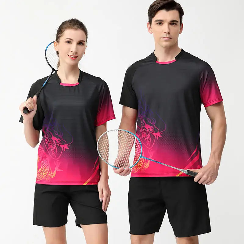 Maglietta Ping Pong Unisex Manica Corta 2024 Abbigliamento Sportivo Da Allenamento Fascia Alta Per Tennis Badminton