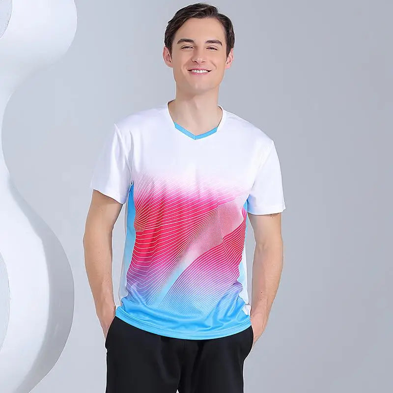 Maglietta Ping Pong Unisex Manica Corta 2024 Abbigliamento Sportivo Da Allenamento Fascia Alta Per Tennis Badminton