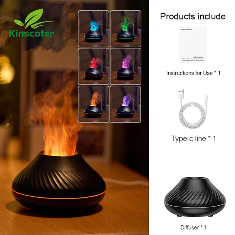 Umidificatore Per Aromaterapia Vulcanica 130ml Diffusore Di Oli Essenziali Portatile USB Con Luce Notturna