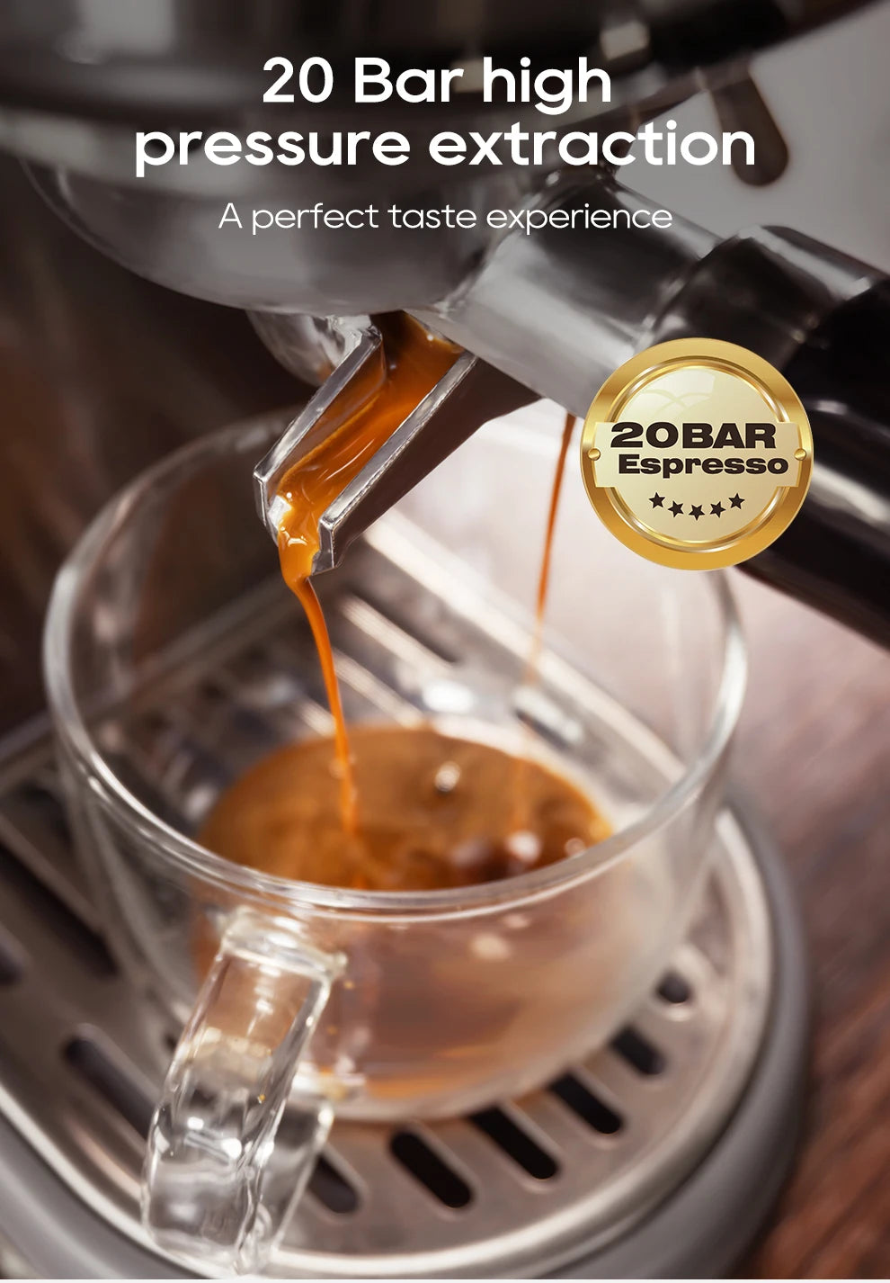 HiBREW 20 Bar Macchina Per Caffè Espresso Semiautomatica Temperatura Regolabile Freddo Caldo Sottile Cappuccino H10B