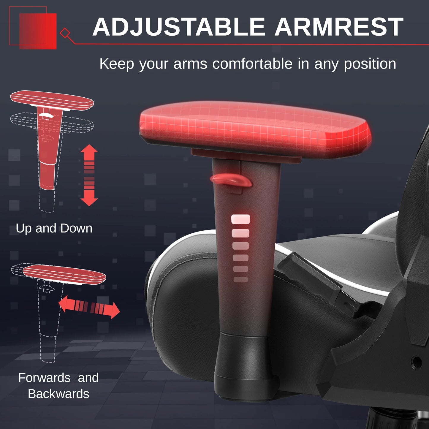 Sedia Da Gaming Ergonomica In Pelle PU Con Braccioli Regolabili Impermeabile Capacità Massima 150 Kg Nero Grigio
