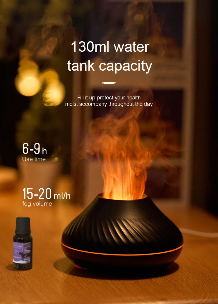 Umidificatore Per Aromaterapia Vulcanica 130ml Diffusore Di Oli Essenziali Portatile USB Con Luce Notturna