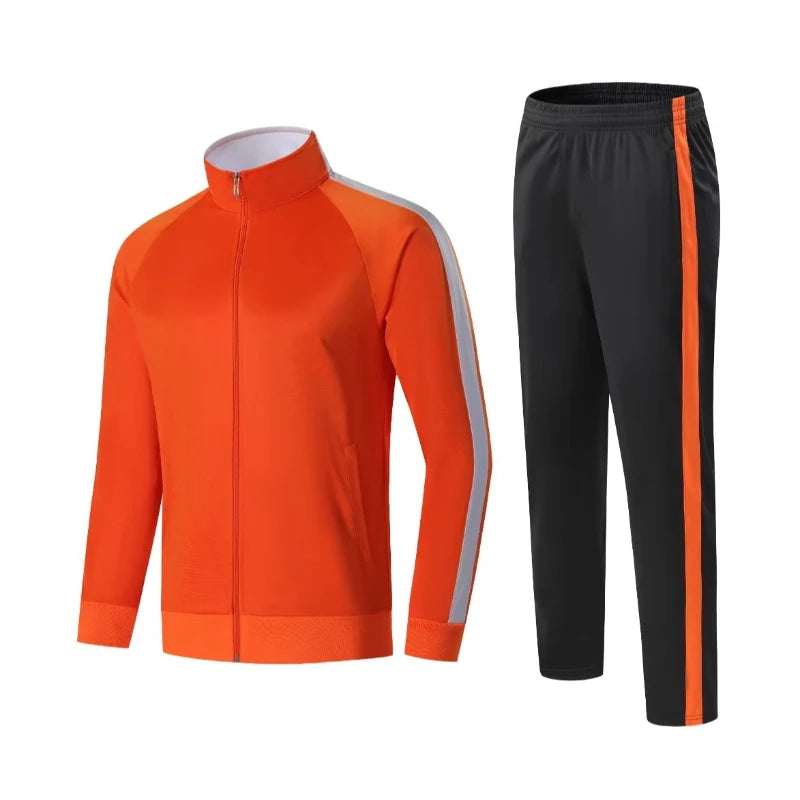 Tuta da allenamento di calcio giacca con zip top e pantaloni divisa da calcio personalizzata autunno inverno 2 pezzi vestiti per esercizi di Fitness