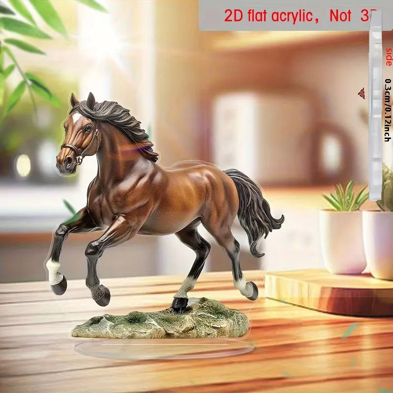 Statua In Acrilico Con Cavallo Motivo Bohémien Decorazione Da Tavolo Simbolo Ricchezza Prosperità Regalo Capodanno 2D