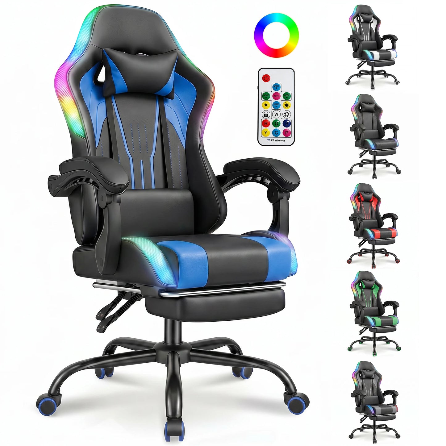 Sedia Da Gaming Ergonomica Devoko Con Illuminazione RGB Regolabile In Altezza E Inclinabile Per Gaming