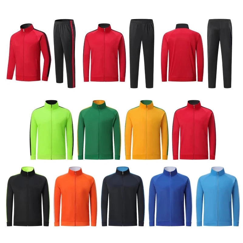 Tuta da allenamento di calcio giacca con zip top e pantaloni divisa da calcio personalizzata autunno inverno 2 pezzi vestiti per esercizi di Fitness