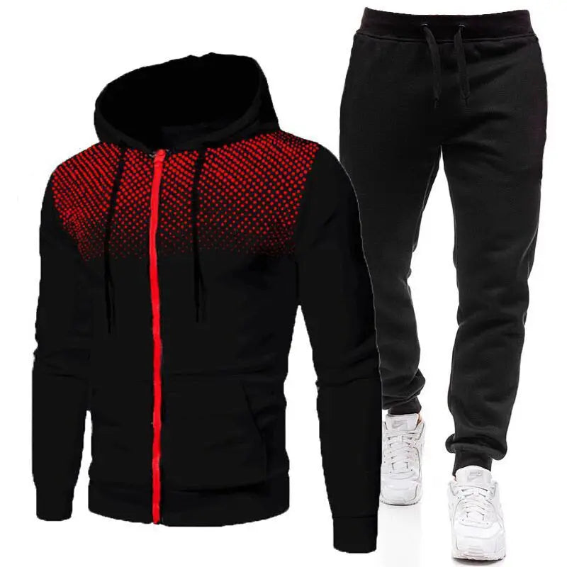 Tuta Sportiva da Uomo 2 Pezzi Felpa con Cappuccio Pantaloni Primavera Autunno Outfit Abbigliamento Sportivo Jogging