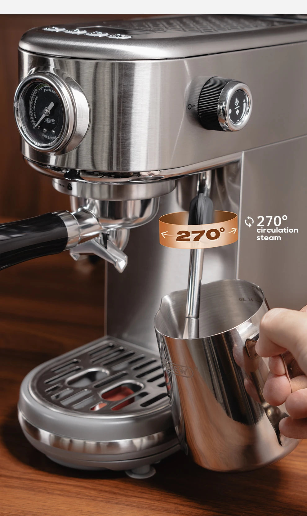 HiBREW 20 Bar Macchina Per Caffè Espresso Semiautomatica Temperatura Regolabile Freddo Caldo Sottile Cappuccino H10B