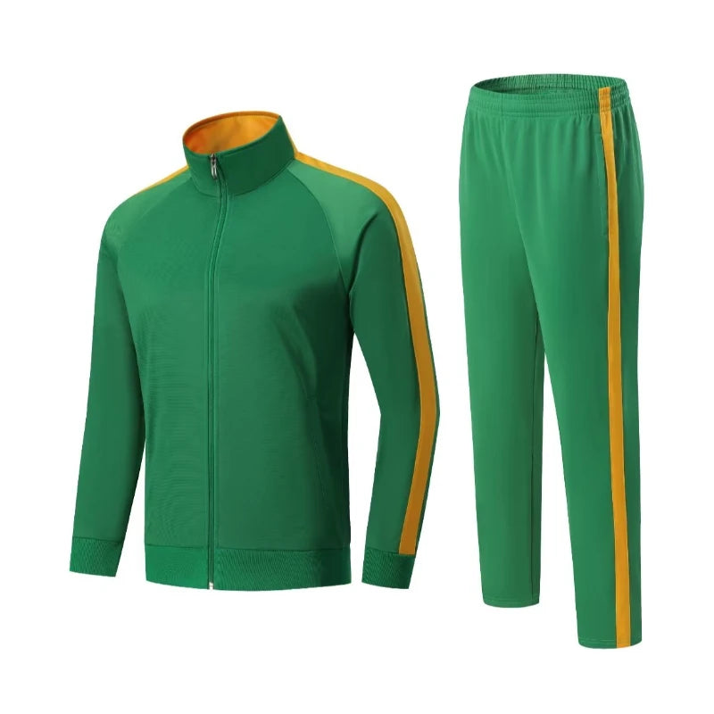 Tuta da allenamento di calcio giacca con zip top e pantaloni divisa da calcio personalizzata autunno inverno 2 pezzi vestiti per esercizi di Fitness