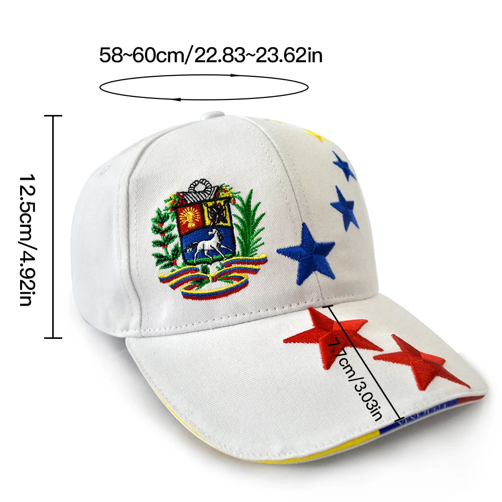 Berretto Baseball Unisex In Twill Di Cotone Con Ricamo 7 Stelle E Logo Venezuela Alta Qualità