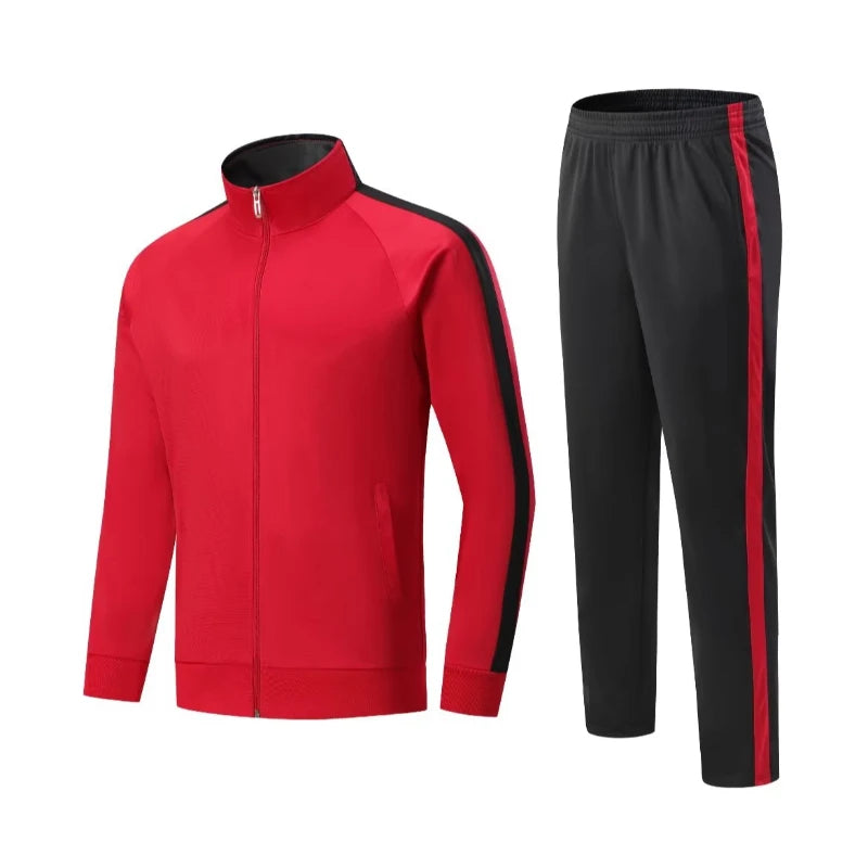 Tuta da allenamento di calcio giacca con zip top e pantaloni divisa da calcio personalizzata autunno inverno 2 pezzi vestiti per esercizi di Fitness