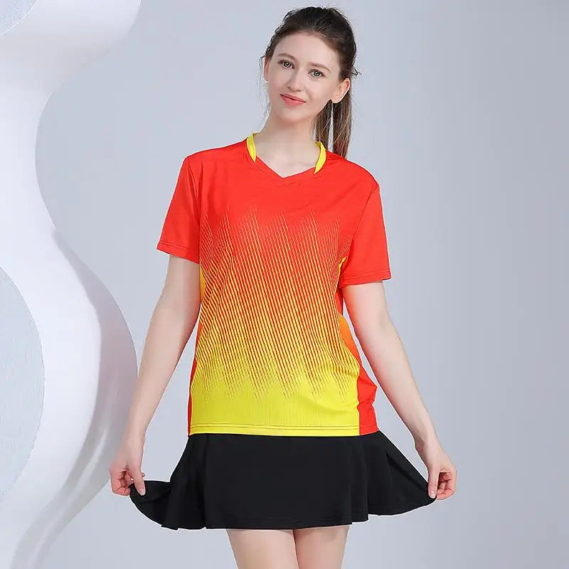 Maglietta Ping Pong Unisex Manica Corta 2024 Abbigliamento Sportivo Da Allenamento Fascia Alta Per Tennis Badminton