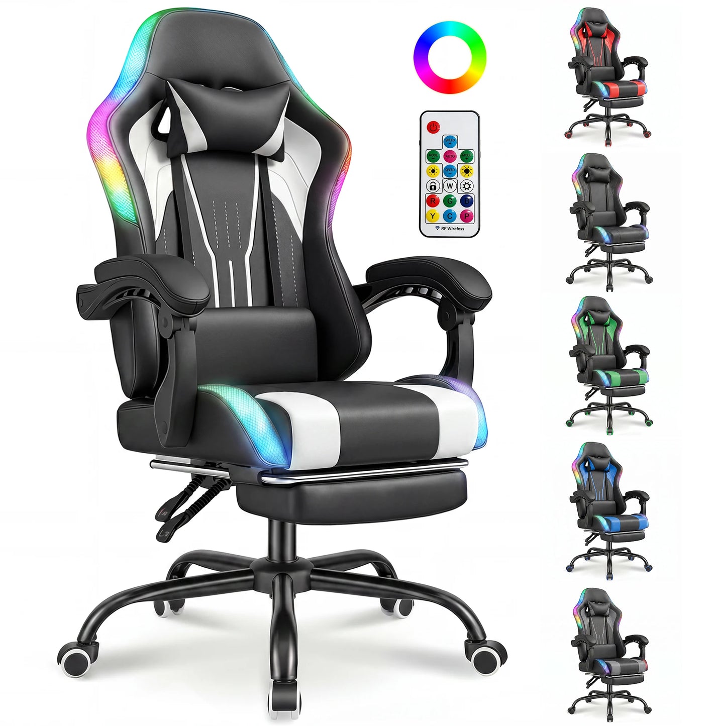 Sedia Da Gaming Ergonomica Devoko Con Illuminazione RGB Regolabile In Altezza E Inclinabile Per Gaming