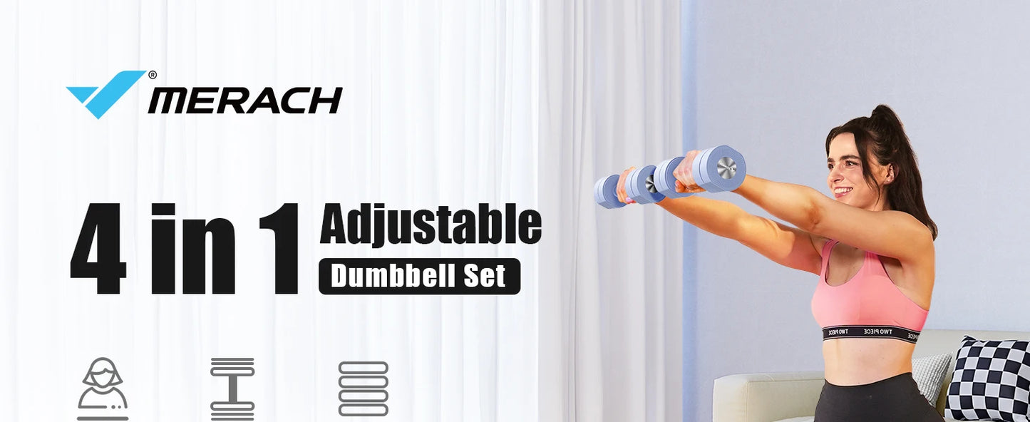 MERACH Set Manubri Regolabili 4 In 1 Da Casa 2,2 4,4 6,6 8,8 Libbre Per Allenamento Femminile