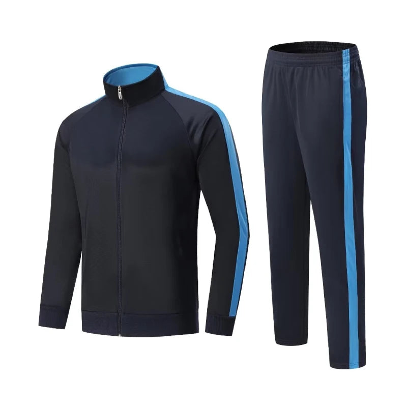 Tuta da allenamento di calcio giacca con zip top e pantaloni divisa da calcio personalizzata autunno inverno 2 pezzi vestiti per esercizi di Fitness