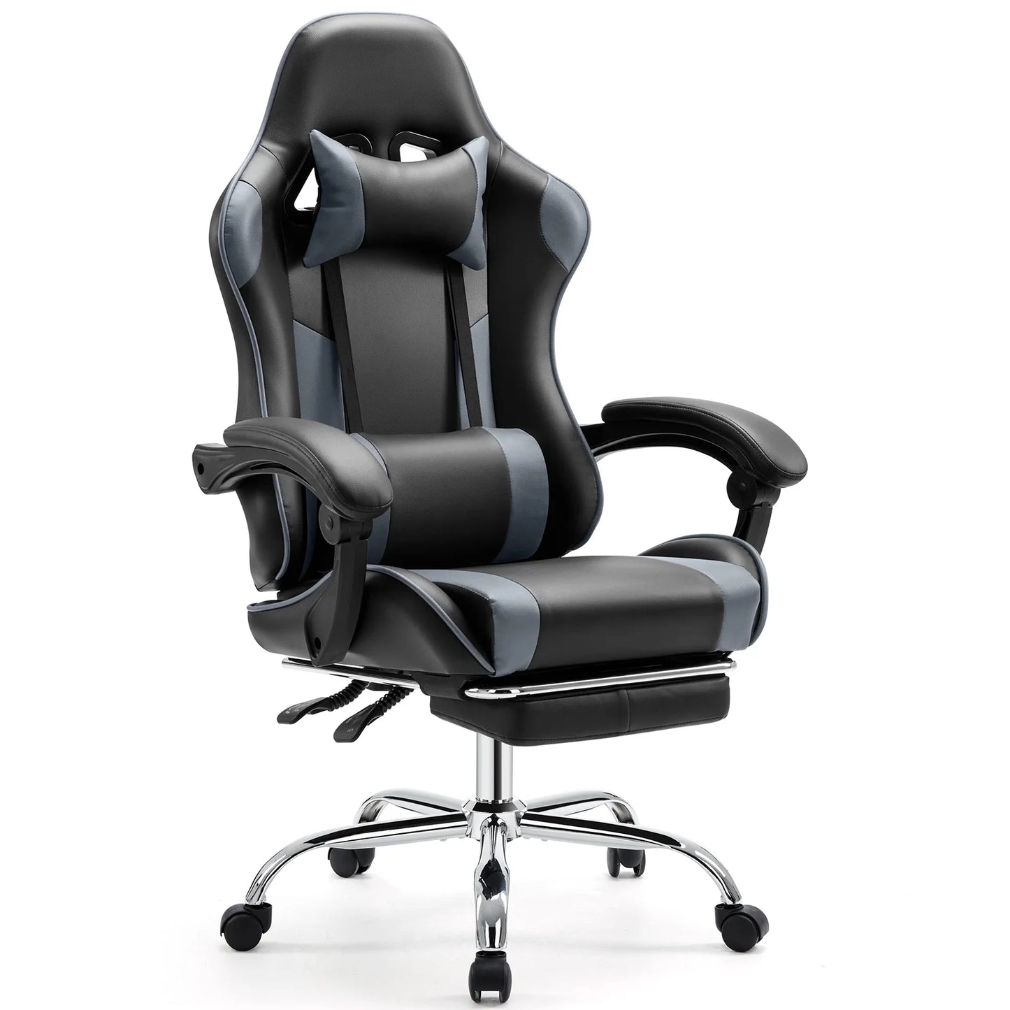 JHK Sedia Da Gioco Ergonomica Da Corsa Girevole Regolabile In Pelle PU Con Poggiatesta E Supporto Lombare Per Ufficio
