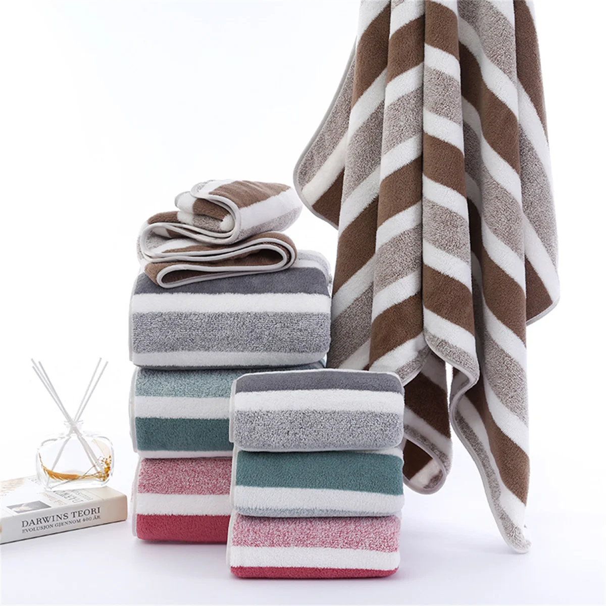 Asciugamano A Righe 35x75 Cm Asciugamano Da Bagno Rapido Morbido E Assorbente Lavabile In Lavatrice