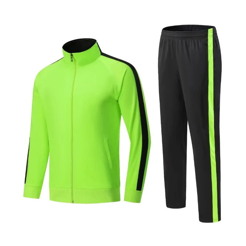 Tuta da allenamento di calcio giacca con zip top e pantaloni divisa da calcio personalizzata autunno inverno 2 pezzi vestiti per esercizi di Fitness