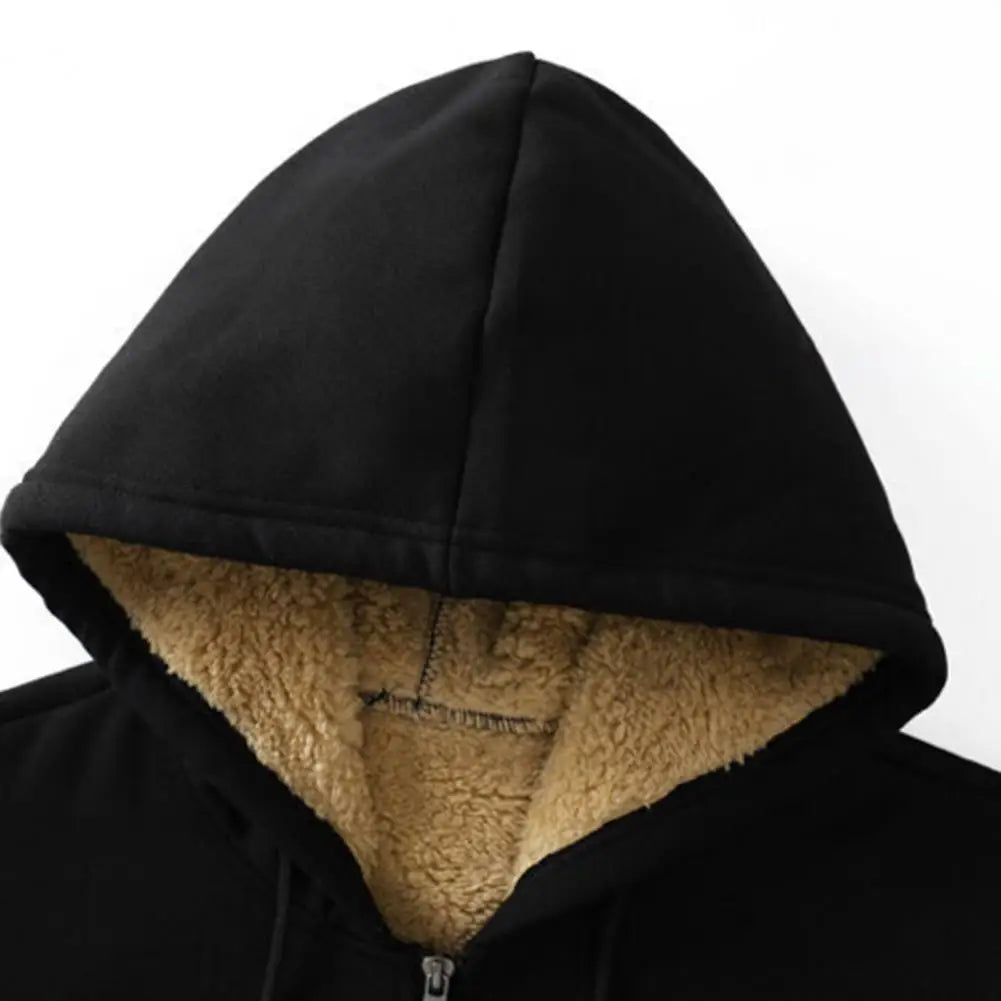 Felpa Cappotto Unisex Con Cappuccio Inverno Lana Di Agnello Tasche Frontali Cerniera Calda Foderata In Peluche Cardigan