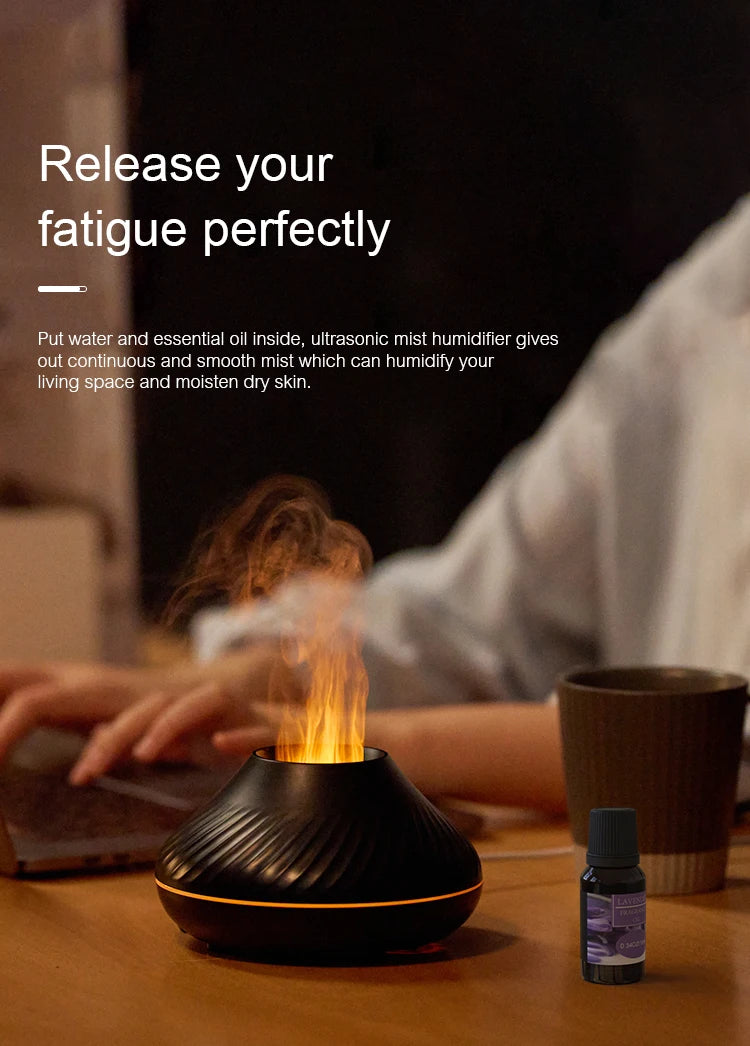 Umidificatore Per Aromaterapia Vulcanica 130ml Diffusore Di Oli Essenziali Portatile USB Con Luce Notturna