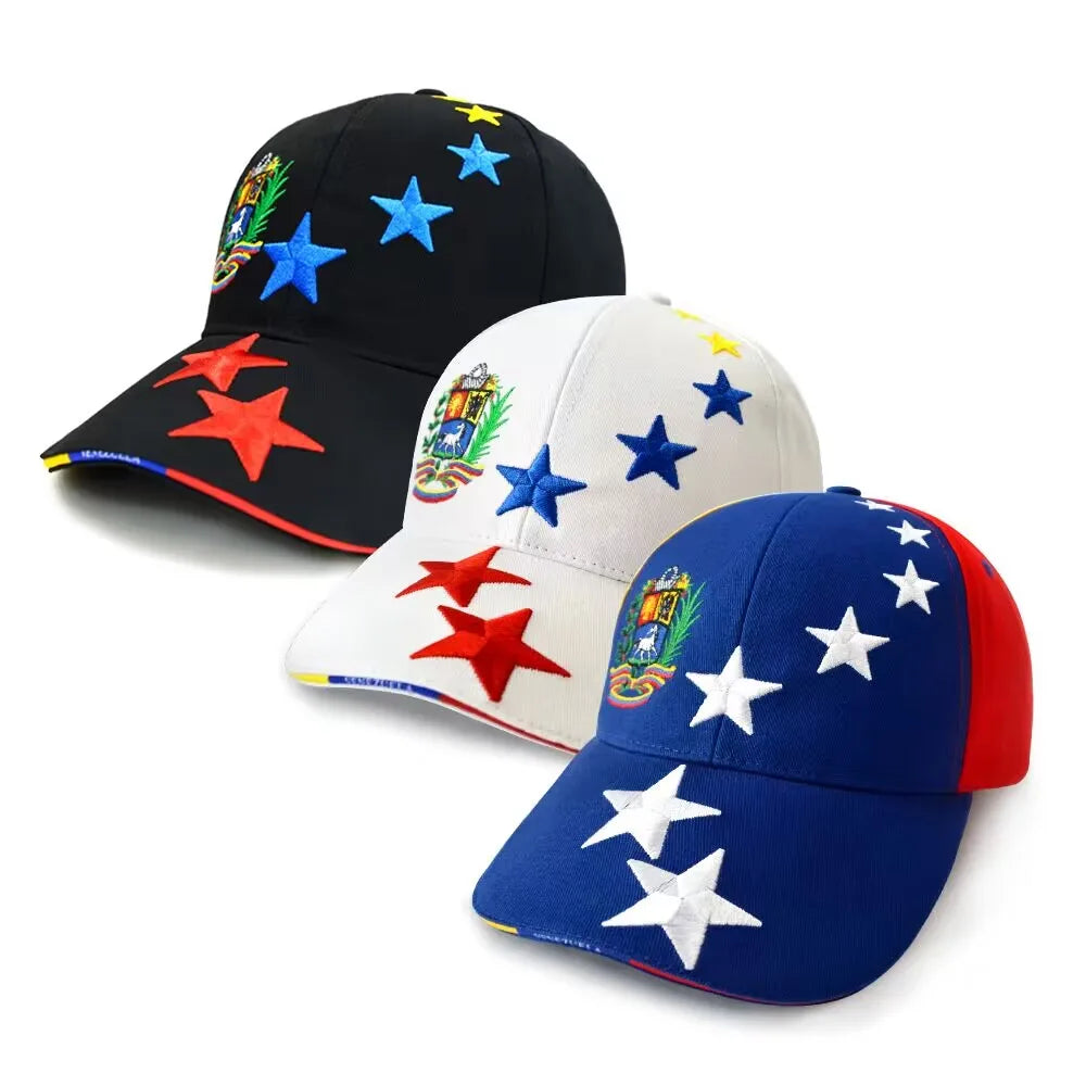 Berretto Baseball Unisex In Twill Di Cotone Con Ricamo 7 Stelle E Logo Venezuela Alta Qualità