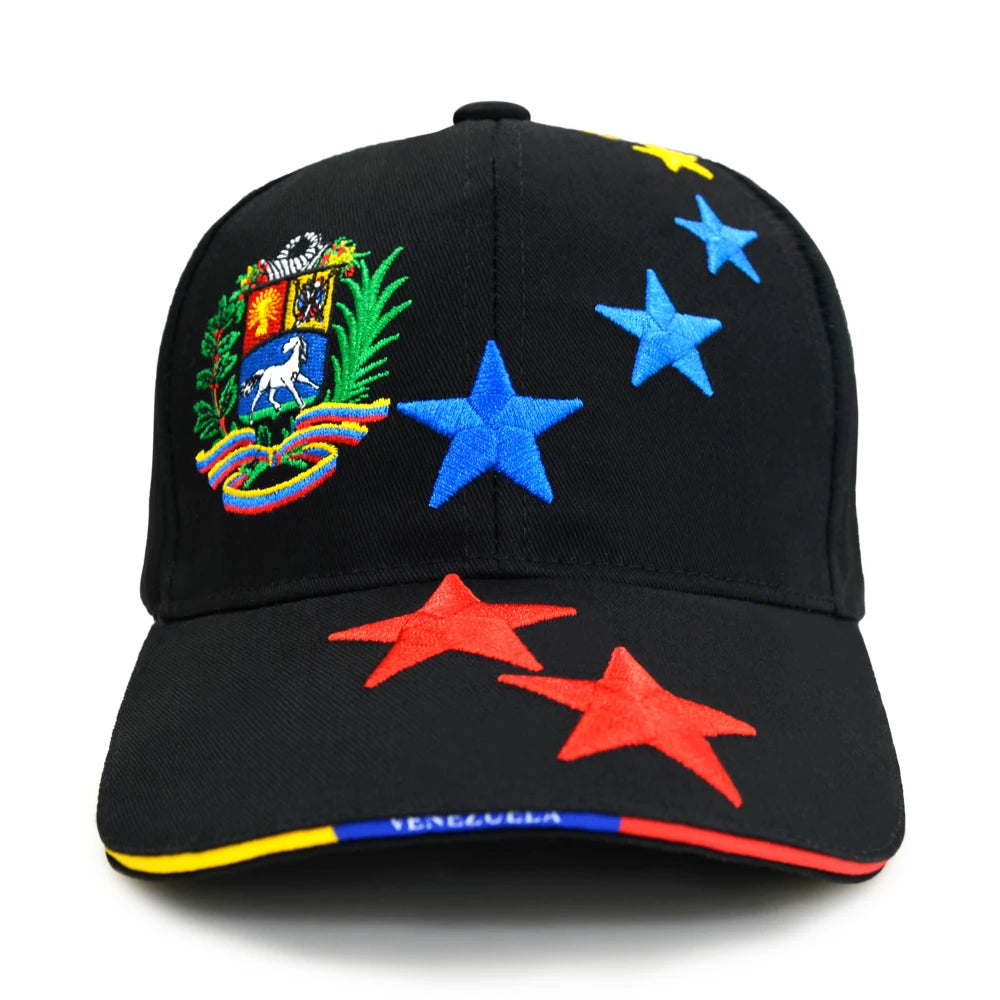 Berretto Baseball Unisex In Twill Di Cotone Con Ricamo 7 Stelle E Logo Venezuela Alta Qualità