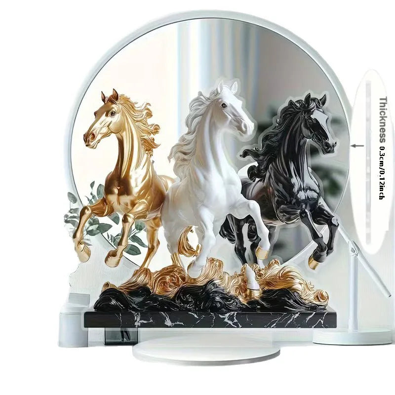 Statua In Acrilico Con Cavallo Motivo Bohémien Decorazione Da Tavolo Simbolo Ricchezza Prosperità Regalo Capodanno 2D