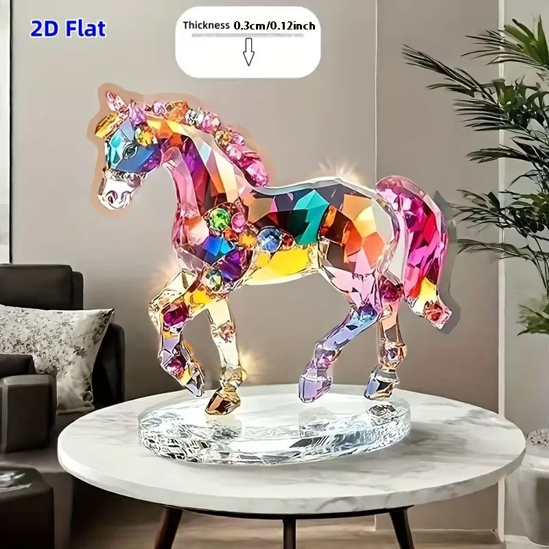 Statua In Acrilico Con Motivo Cavallo Bohemien Decorazione Tavolo Simbolo Ricchezza Prosperità Regalo Piatto 2D