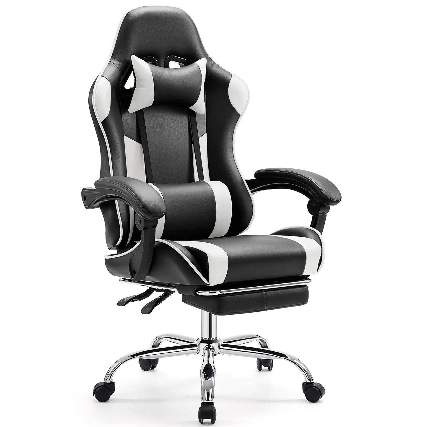 JHK Sedia Da Gioco Ergonomica Da Corsa Girevole Regolabile In Pelle PU Con Poggiatesta E Supporto Lombare Per Ufficio